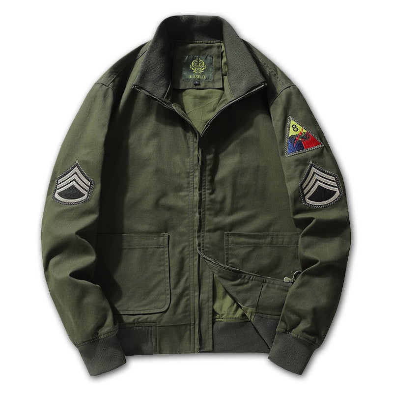 Bomberjack voor heren in militaire stijl met patches en verdekte rits