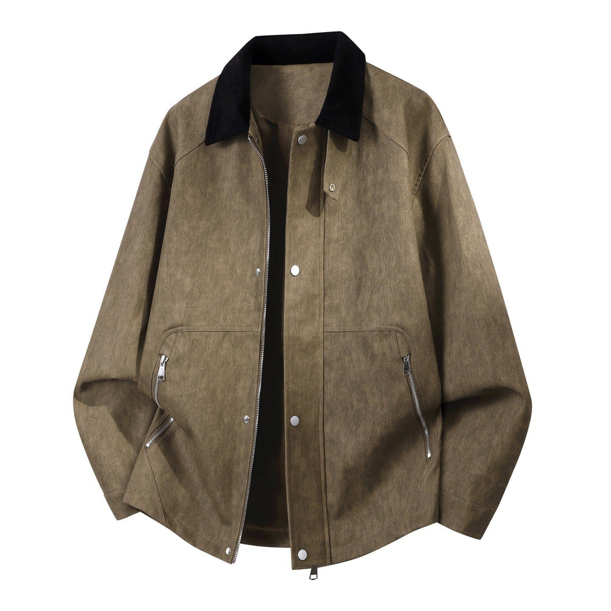 Oversized harringtonjack voor heren met corduroy kraag en tweewegrits