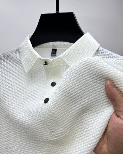 Herren Polohemd Modern Freizeit Stil – Atmungsaktives Sommer Oberteil mit Strukturmuster