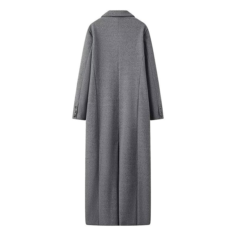 Oversized maxi-mantel voor dames met lange mouwen en zakken
