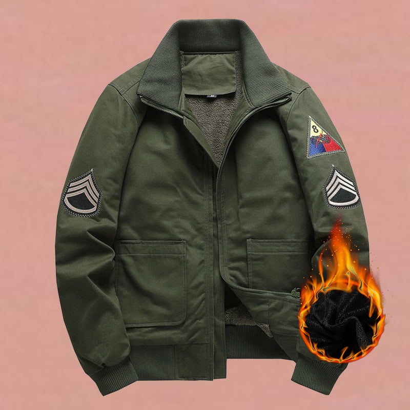 Bomberjack voor heren in militaire stijl met patches en verdekte rits
