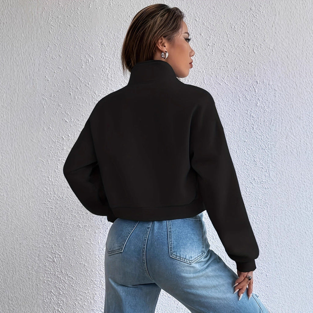 Cropped vrijetijdsjas voor dames met zakken en rits