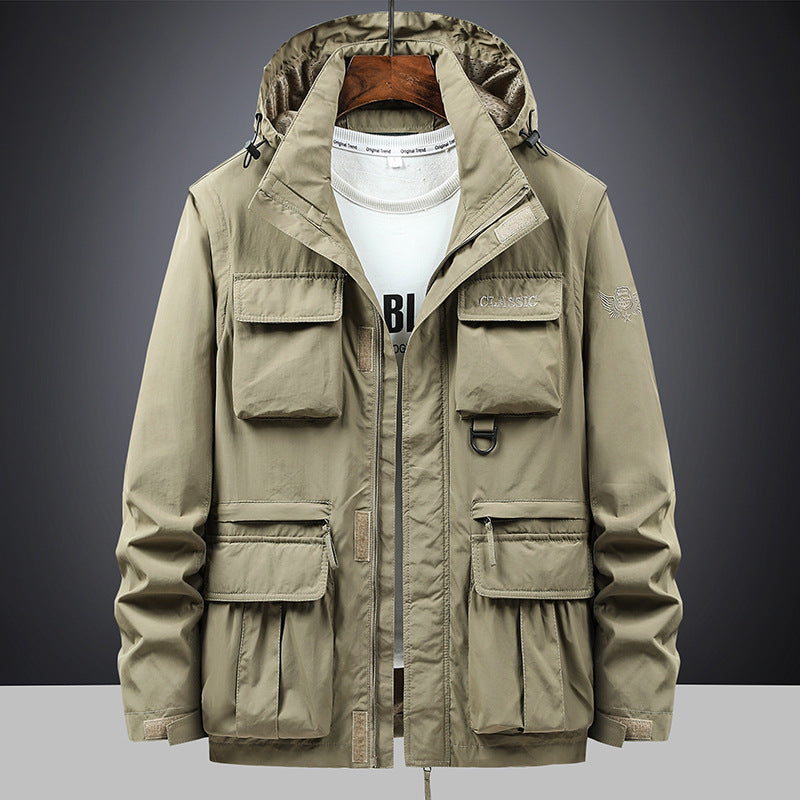 Fieldjacket voor heren met capuchon en multifunctionele zakken