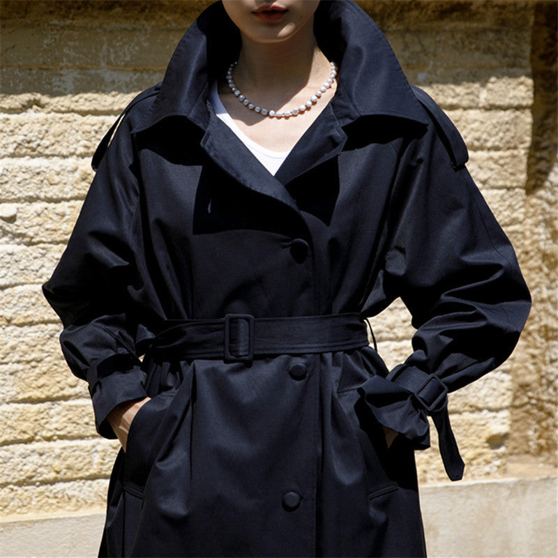 Oversized trenchcoat voor dames met stormflap en afneembare strikceintuur