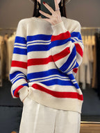 Oversized trui voor dames met strepen en ronde hals