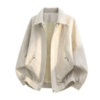 Oversized fieldjacket voor heren van imitatieleer met verdekte rits
