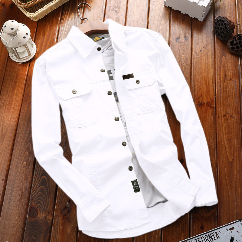 Canvas overshirt voor heren met borstzakken met klep en verstevigde naden