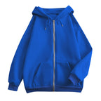 Wijde hoodie met rits voor dames, met kangoeroezakken en ribboorden