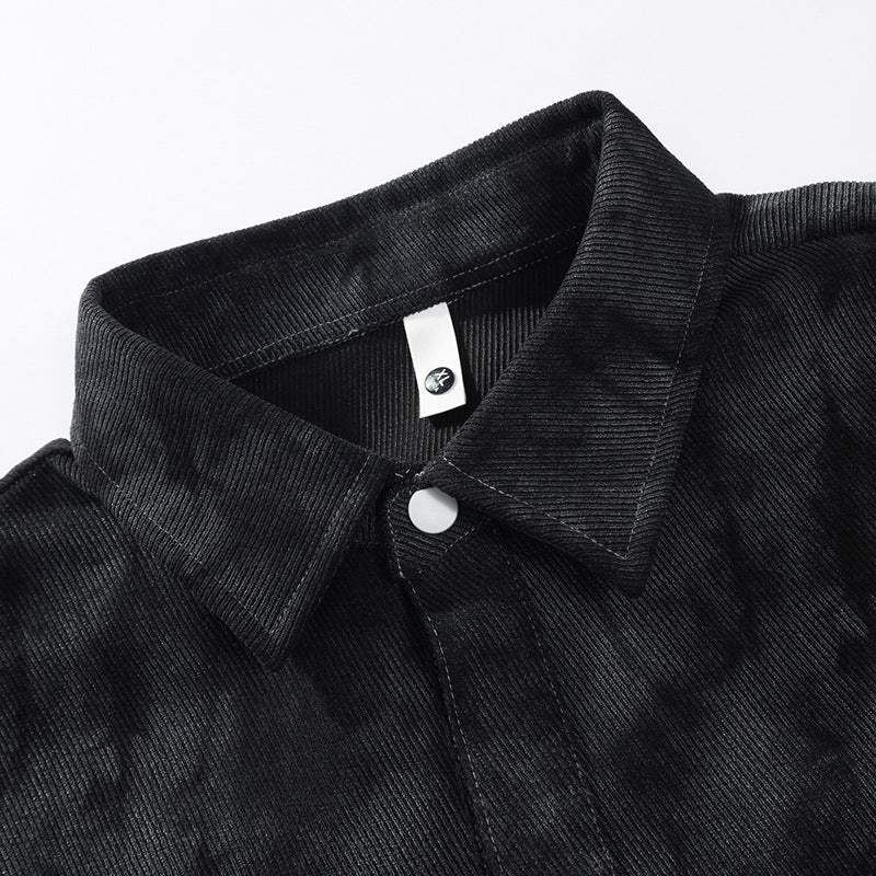 Oversized shirtjack voor heren in acid-wash-look met drukknopen