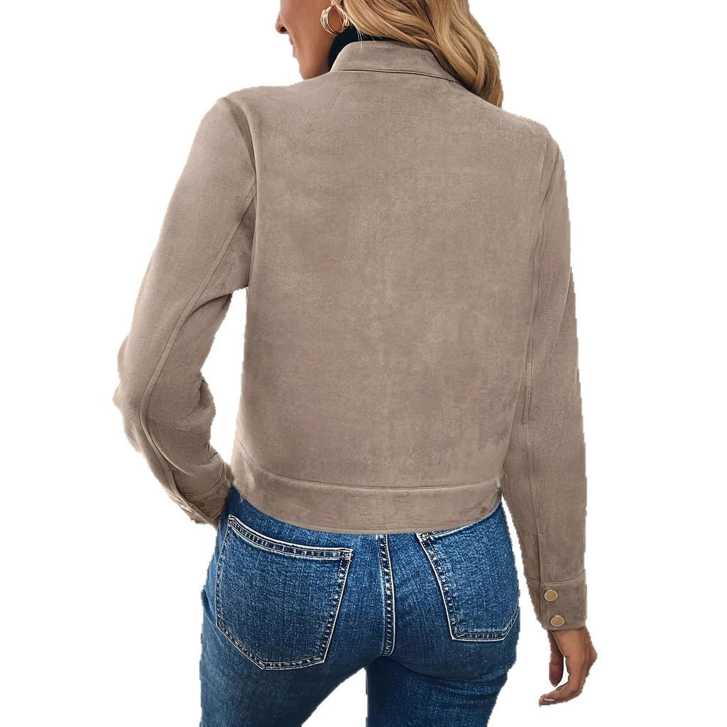Kort jasje voor dames met klepzakken en rits