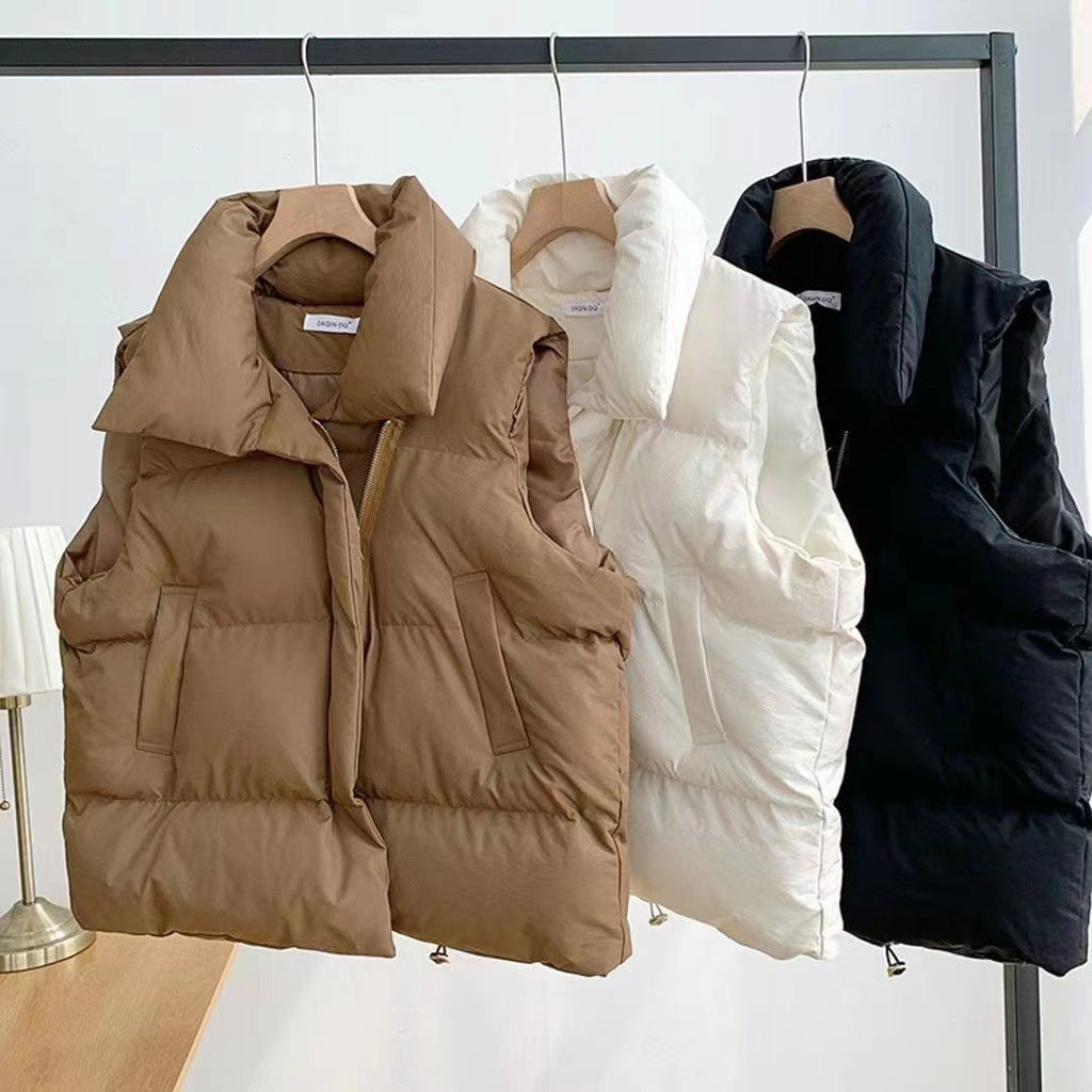 Gewatteerde bodywarmer voor dames met sjaalkraag en verstelbare zoom met koord