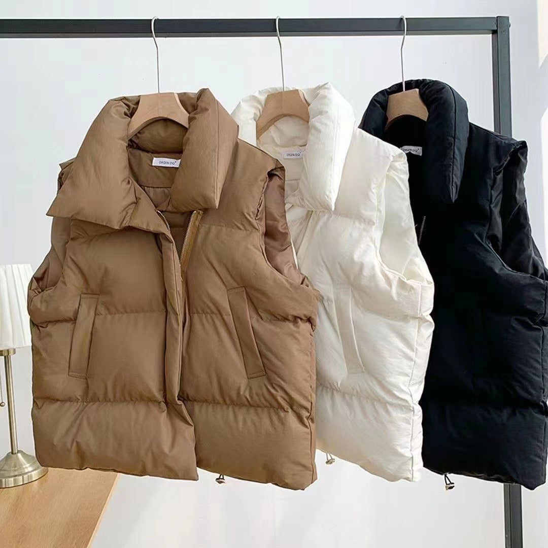 Gewatteerde bodywarmer voor dames met sjaalkraag en verstelbare zoom met koord