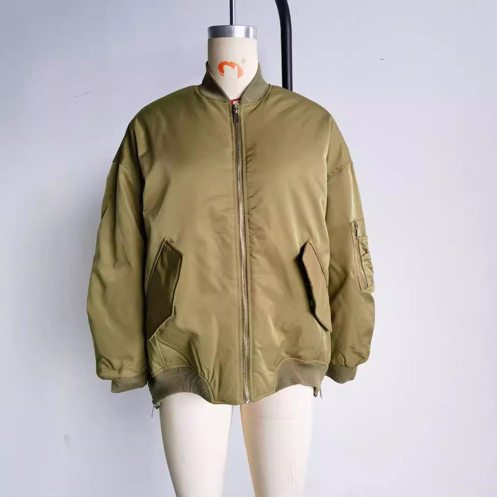 Oversized bomberjack voor dames met zakken