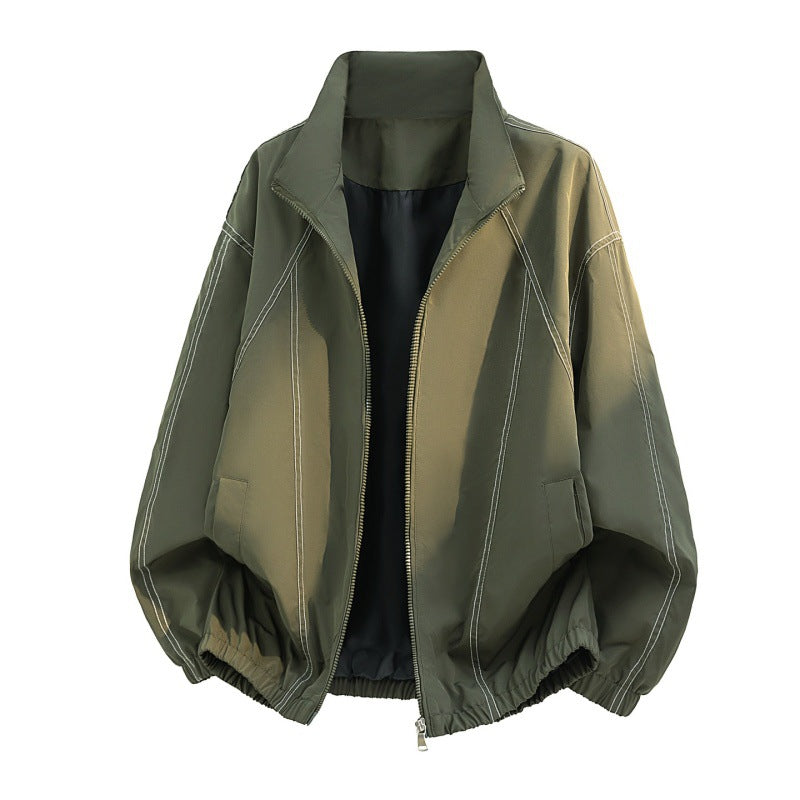 Oversized lichte blouson voor heren met opstaande kraag en elastische zoom
