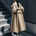 Oversized trenchcoat voor dames met stormflap en afneembare strikceintuur