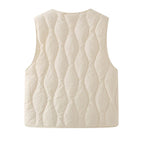 Gewatteerde bodywarmer voor dames met V-hals en drukknoopsluiting