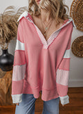 Oversized gestreepte sweater voor dames met V-hals