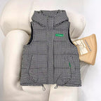 Gewatteerde bodywarmer voor dames met capuchon, allover logoprint en verstelbare zoom