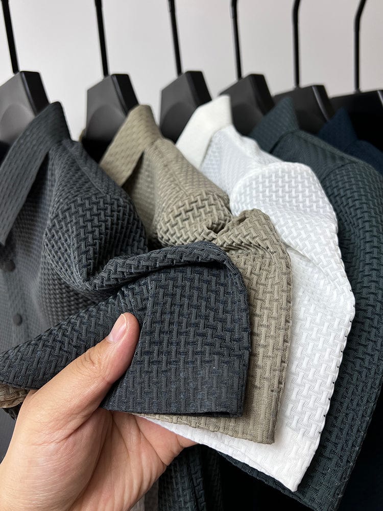 Herren Polohemd Modern Freizeit Stil – Atmungsaktives Sommer Oberteil mit Strukturmuster