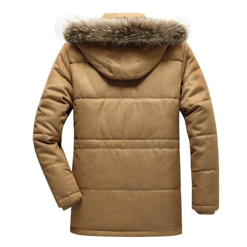 Winterparka voor heren met capuchon, knopen en zakken