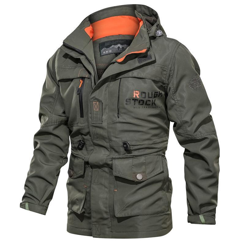 Veldparka voor heren met capuchon, zakken en trekkoord