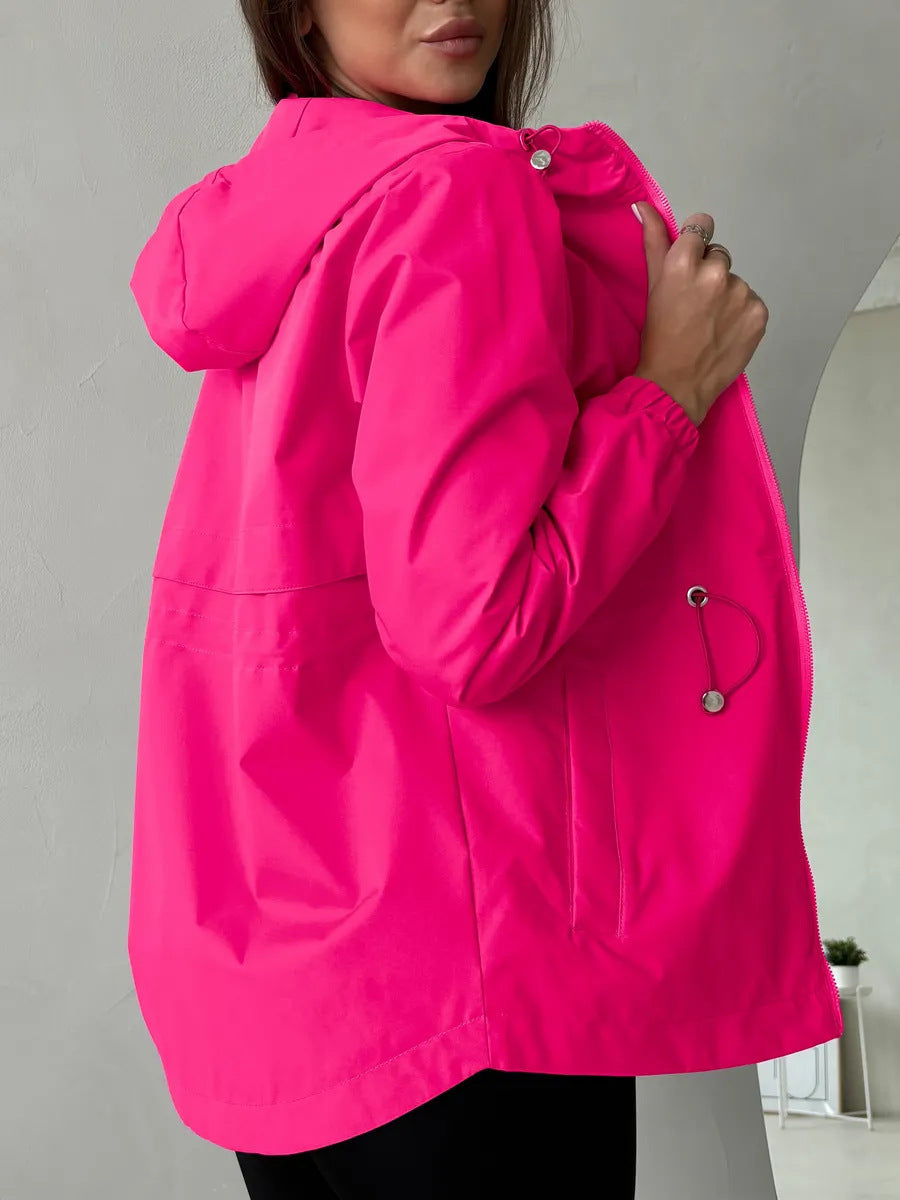 Outdoorjas voor dames met verstelbare capuchon en ruime zakken