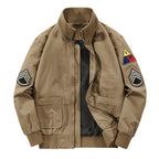 Bomberjack voor heren in militaire stijl met patches en verdekte rits