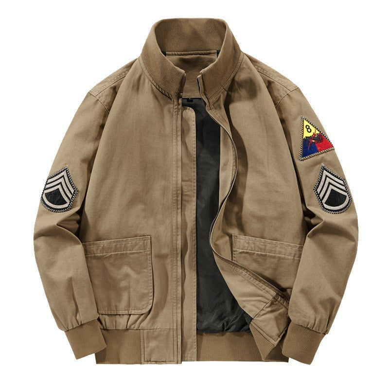 Bomberjack voor heren in militaire stijl met patches en verdekte rits