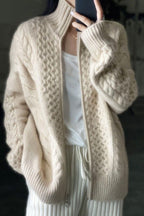 Lange oversized trui voor dames met opstaande kraag