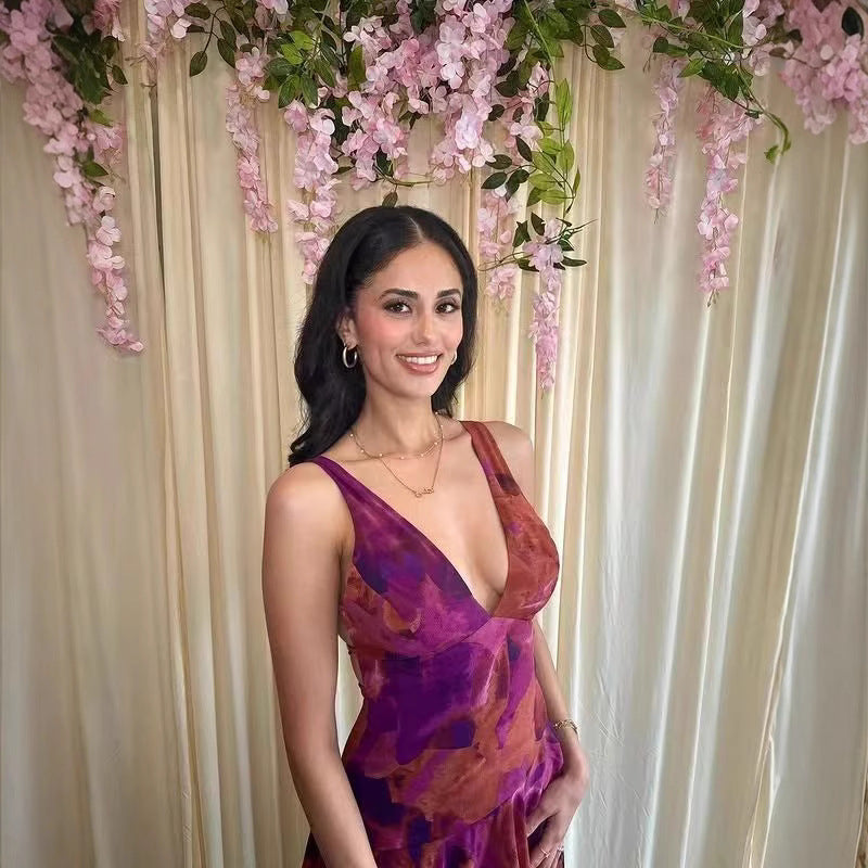 Dames maxijurk met volant – Elegante chiffon zomerjurk voor speciale gelegenheden