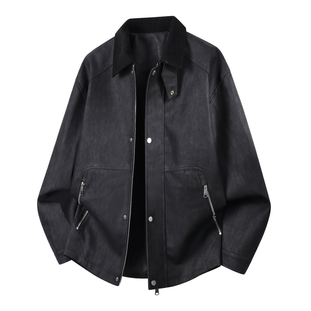Oversized harringtonjack voor heren met corduroy kraag en tweewegrits
