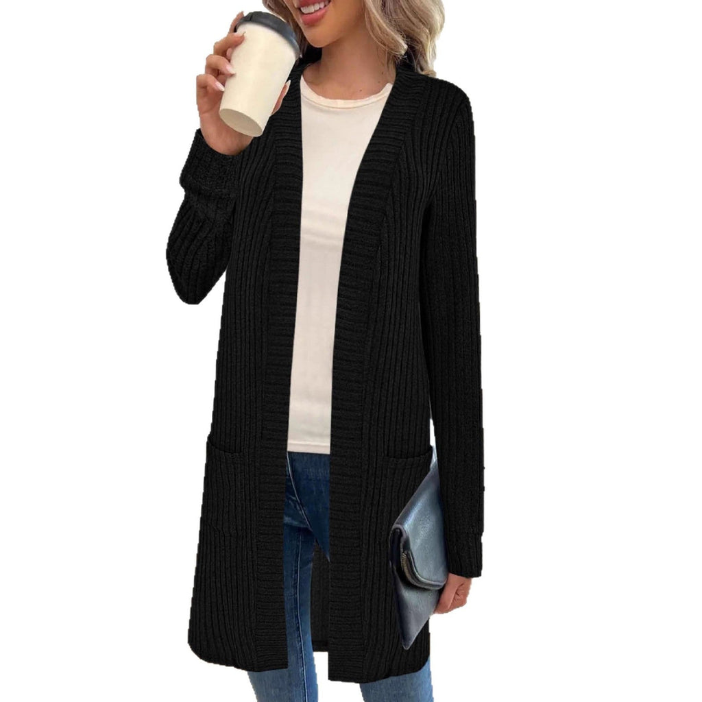 Lang vest voor dames met lange mouwen en zakken