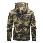 Camouflagejas voor heren met capuchon en zakken