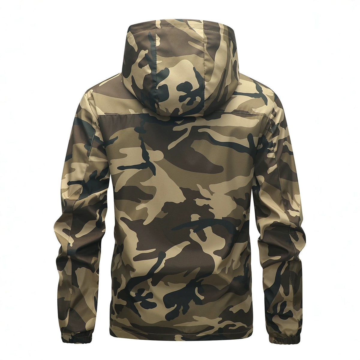 Camouflagejas voor heren met capuchon en zakken