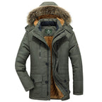 Winterparka voor heren met capuchon, knopen en zakken