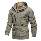 Waterdichte en winddichte outdoorparka voor heren met afneembare capuchon