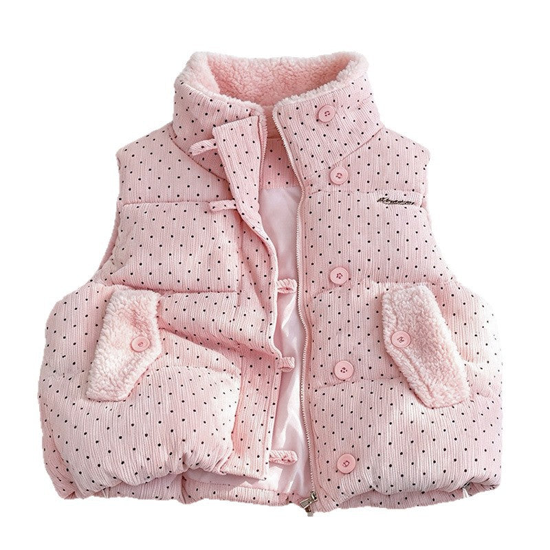 Gewatteerde bodywarmer voor dames met teddyvoering, opstaande kraag en koord in de zoom