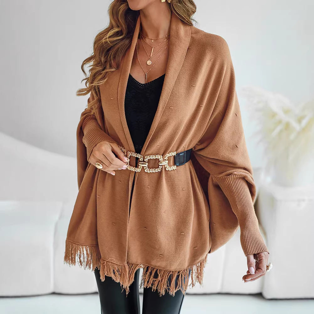 Poncho voor dames met franjes