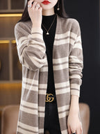 Oversized lang vest voor dames met strepen