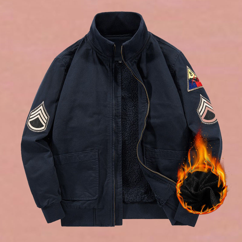 Bomberjack voor heren in militaire stijl met patches en verdekte rits