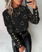 Blouse voor dames met ronde hals en lange mouwen