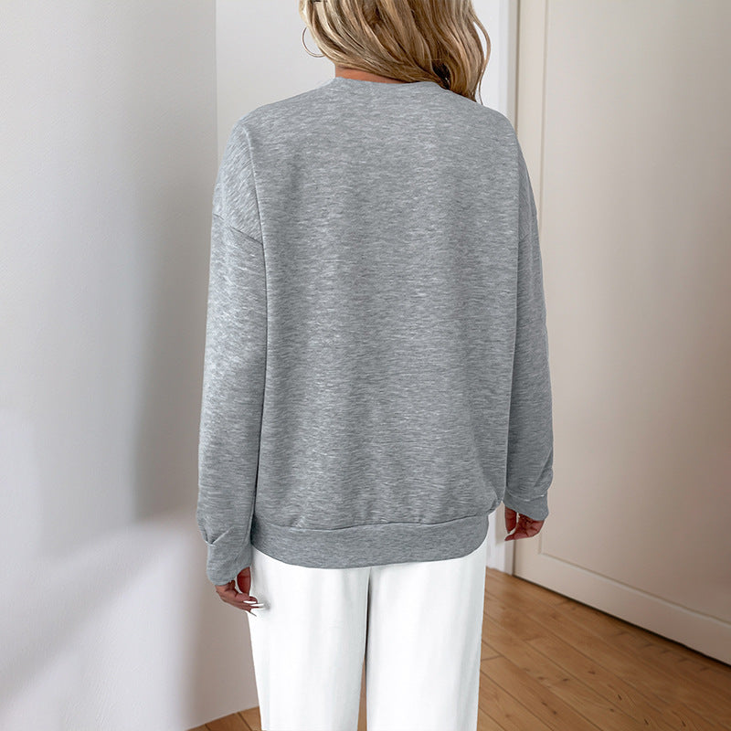 Sweater voor dames met ronde hals, lange mouwen en pailletten