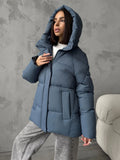 Oversized gewatteerde jas voor dames met capuchon en ingewerkte zakken