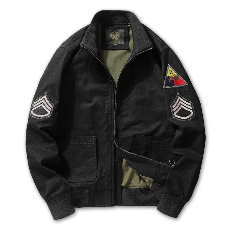 Bomberjack voor heren in militaire stijl met patches en verdekte rits