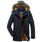 Winterparka voor heren met capuchon, knopen en zakken