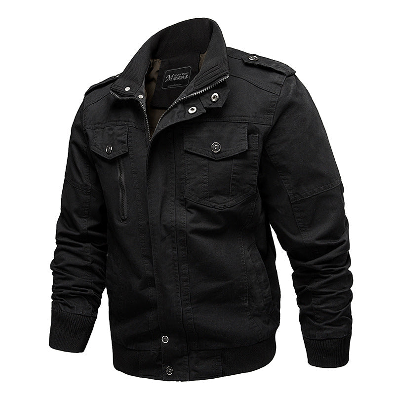 Canvas fieldjacket voor heren met opstaande kraag en multifunctionele zakken