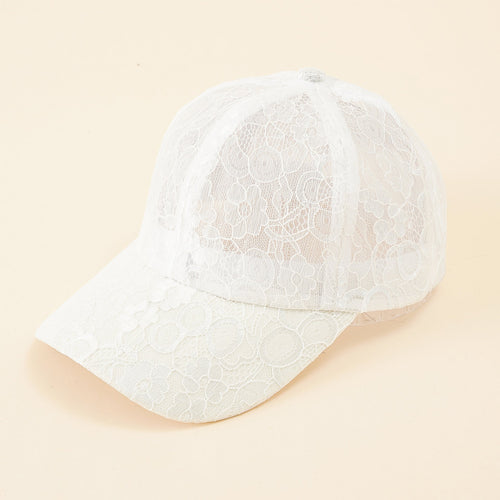 Baseballpet voor dames met kantpatroon en ademende structuur