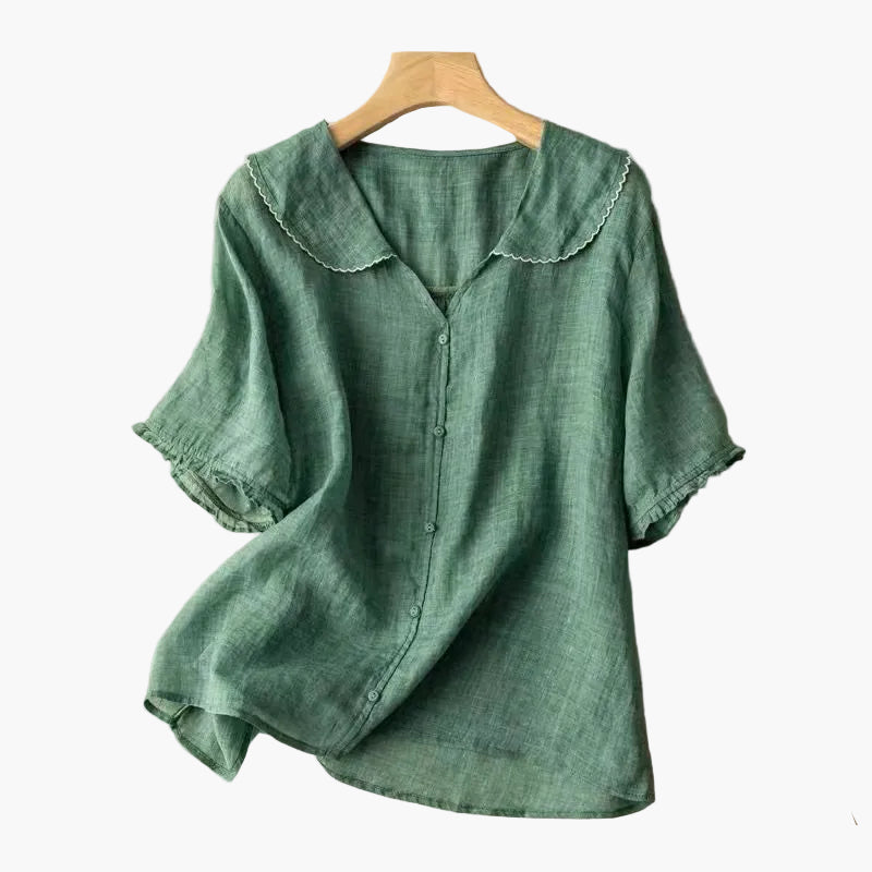 Dame bluse med vintage-krave og løstsiddende snit – Ideel til hverdag og fritid