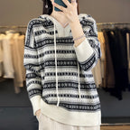 Oversized hoodie voor dames met V-hals en koord