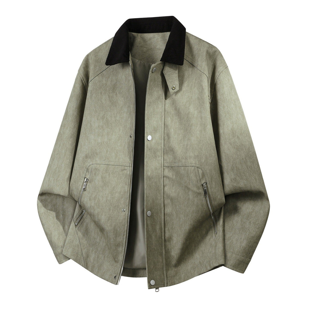 Oversized harringtonjack voor heren met corduroy kraag en tweewegrits